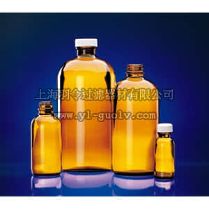 thermo fisher,赛默飞世尔,T_70102911745,Fisherbrand 棕色Boston圆瓶 带盖（含聚乙烯衬垫）, 16 oz.（500mL）, 盖尺寸28mm-400 BTL AMB BOSRD W/PV 16OZ 12CS
